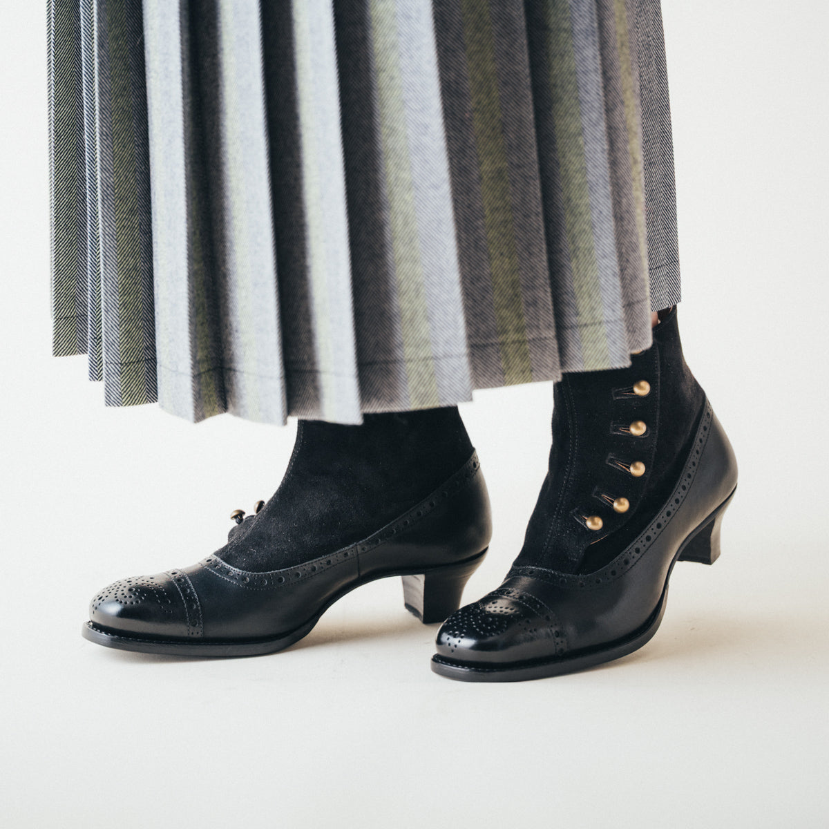 PC-5053 BUTTON HEEL BOOTS BL/BLS
