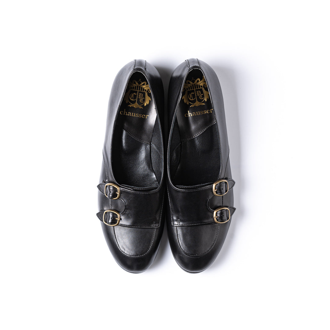 C-2335 DOUBLE MONK SLIP-ON SHOES BL