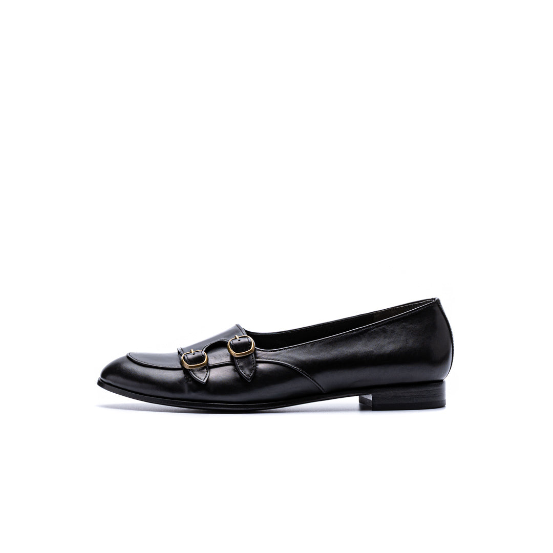 C-2335 DOUBLE MONK SLIP-ON SHOES BL