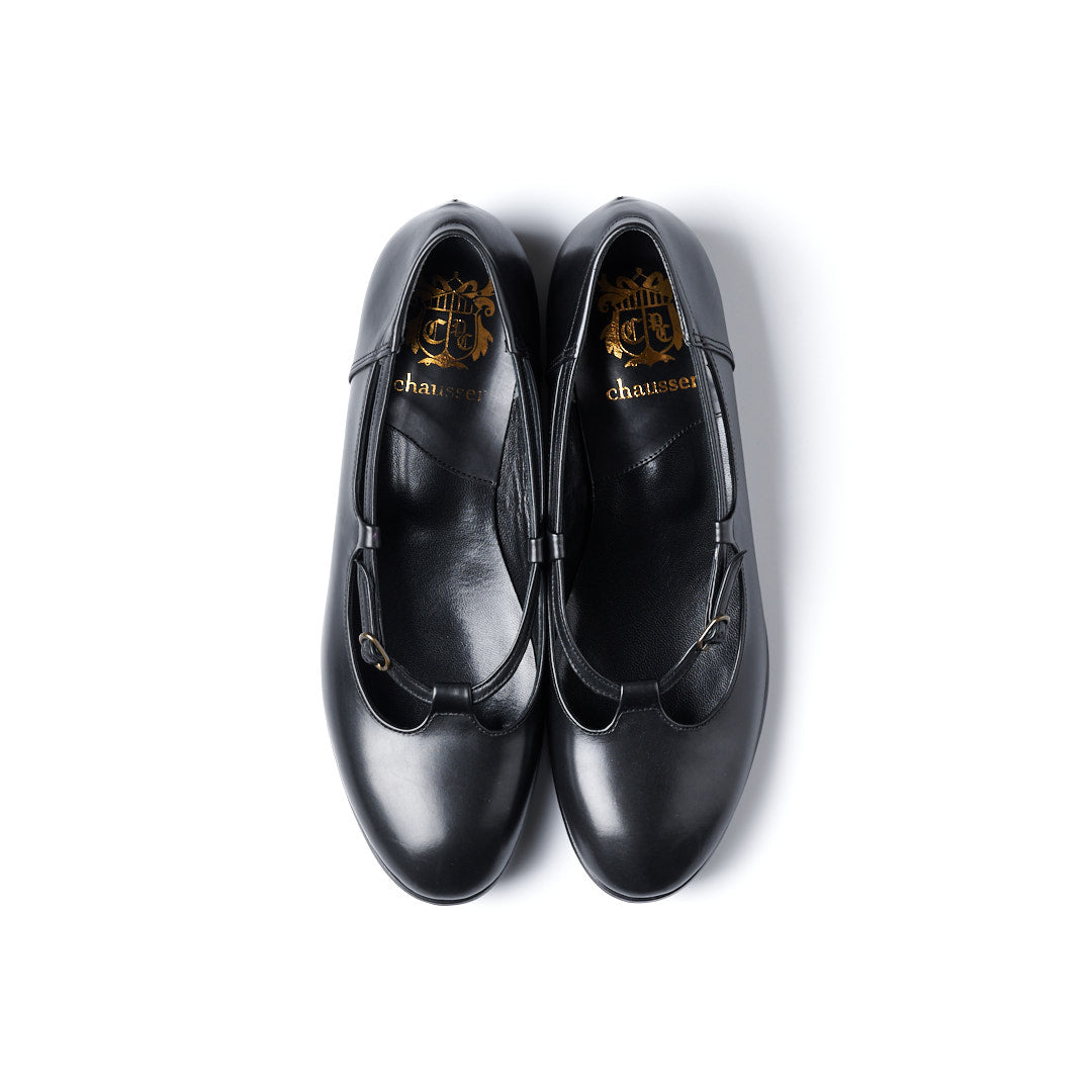 C-2350 OPEN VAMP FLAT SHOES BL