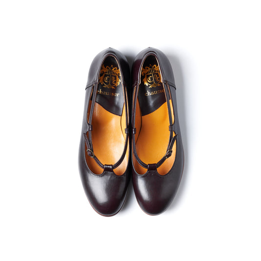 C-2350 OPEN VAMP FLAT SHOES DBR