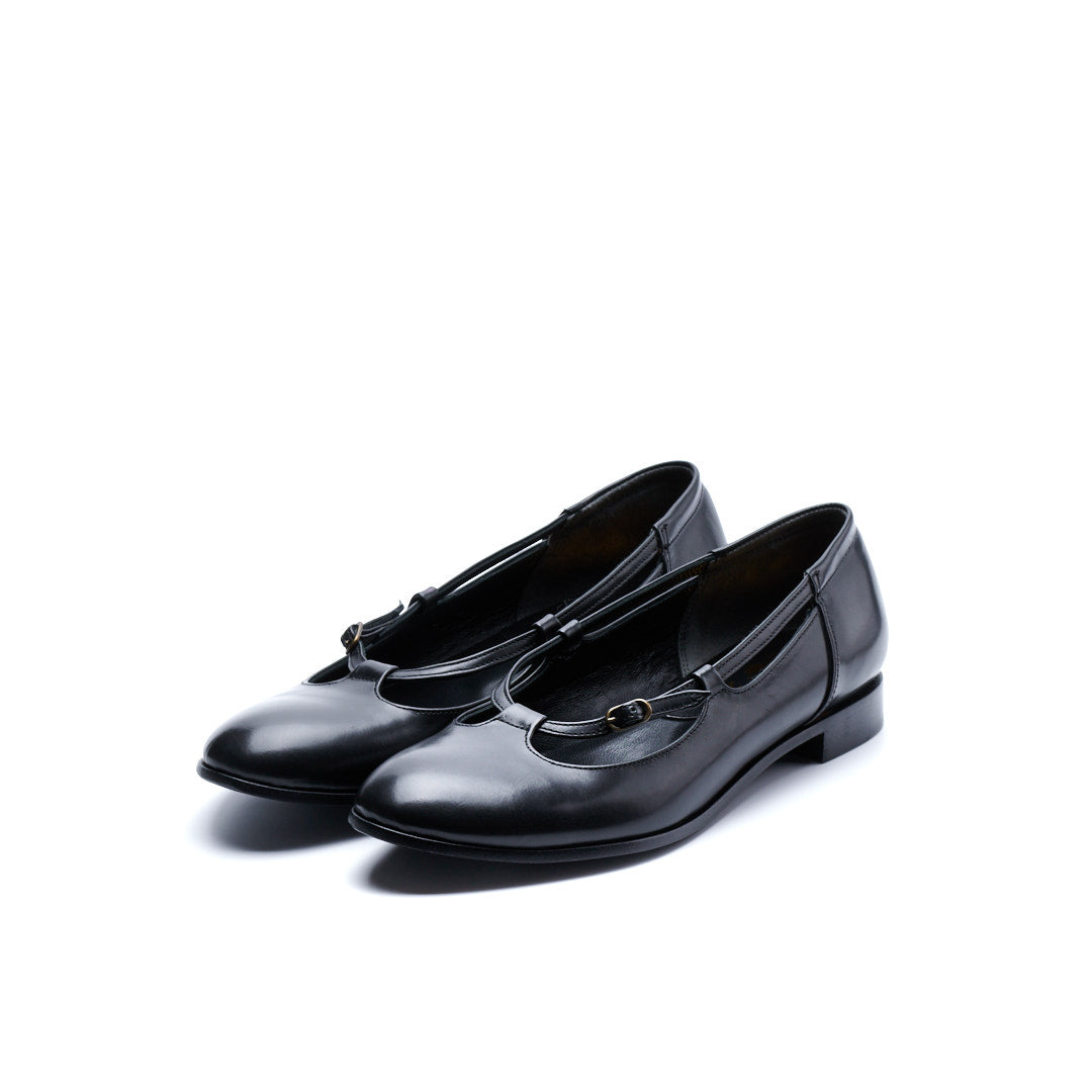 C-2350 OPEN VAMP FLAT SHOES BL