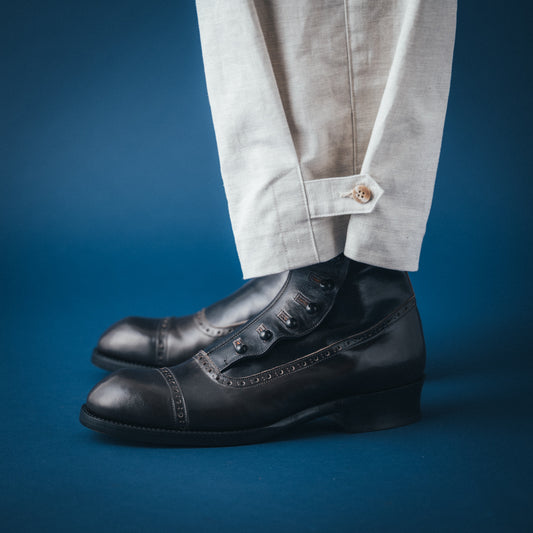 C-7039C BUTTON BOOTS CORDOVAN GY/C