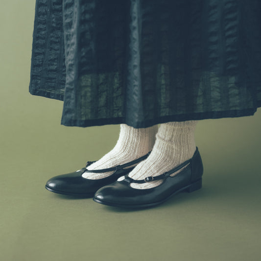 C-2350 OPEN VAMP FLAT SHOES BL