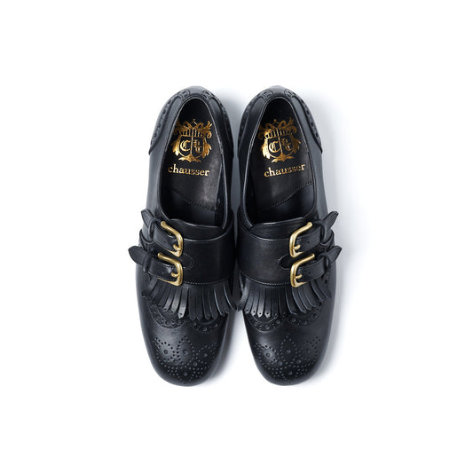 C-2370 DOUBLE MONK WINGTIP SHOES BL