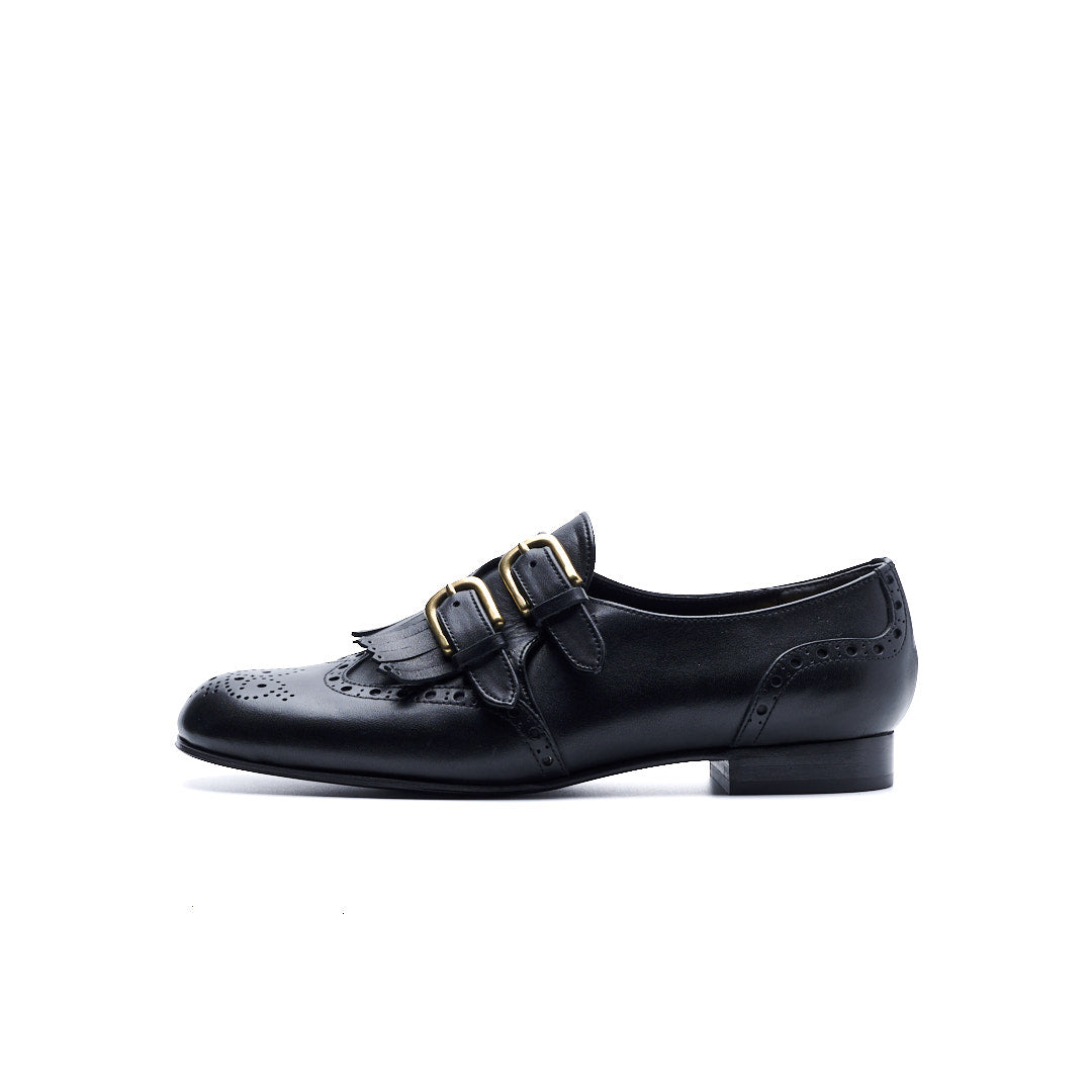 C-2370 DOUBLE MONK WINGTIP SHOES BL