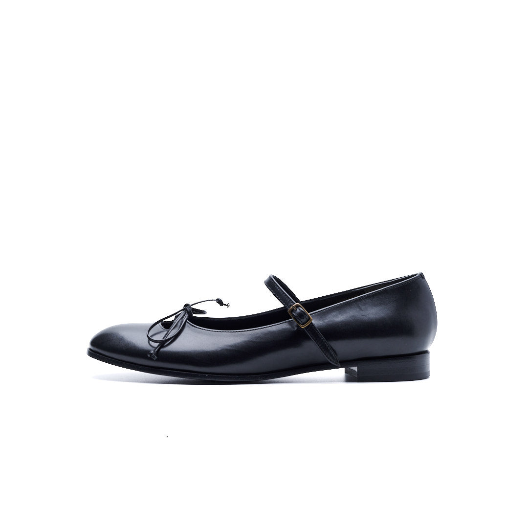 C-2369 RIBBON & STRAP FLAT SHOES BL