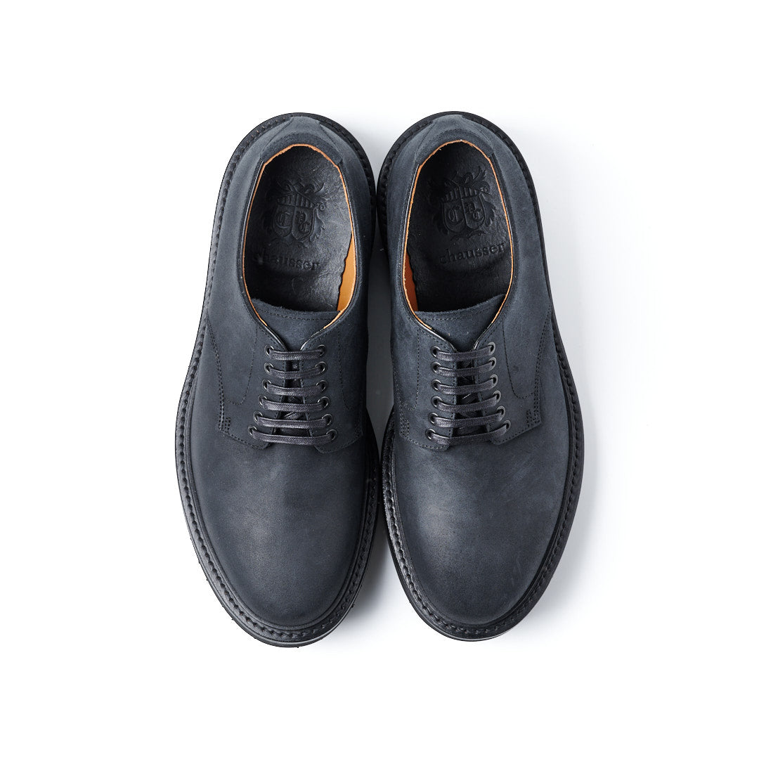 C-7059 PLAIN-TOE DERBY SHOES BL