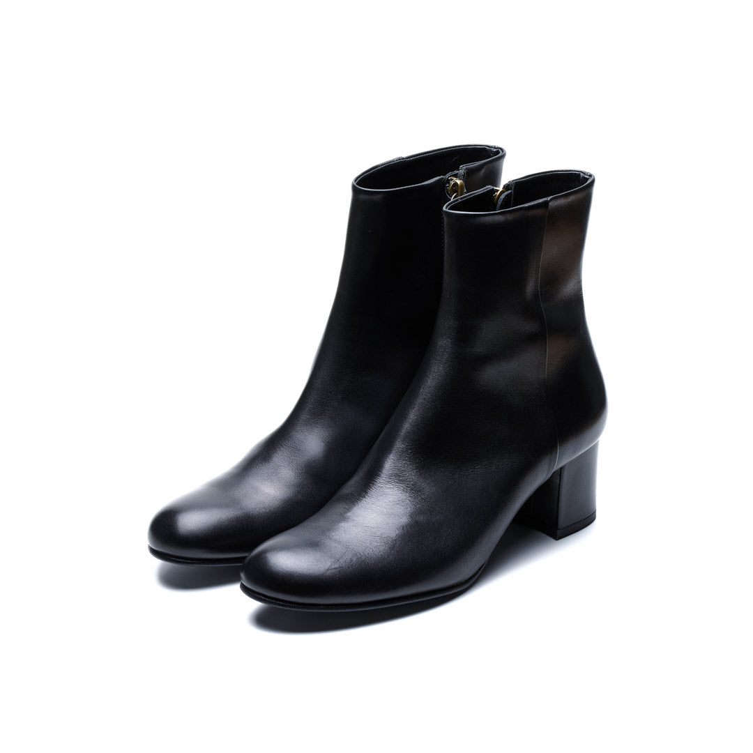 C-2360 PLAIN TOE SIDE-ZIP BOOTS BL