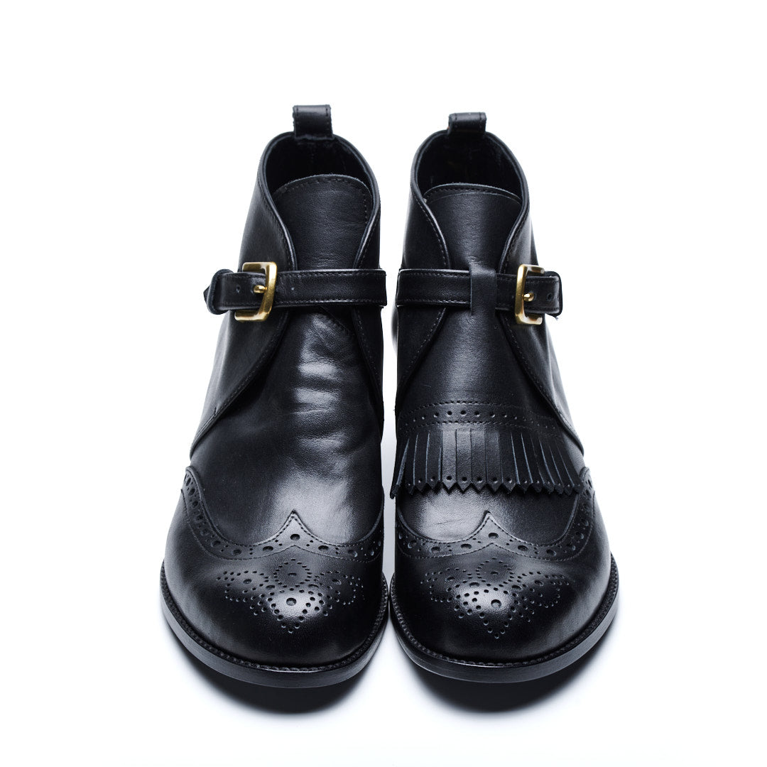C-2359 SINGLE MONK HEEL BOOTS BL