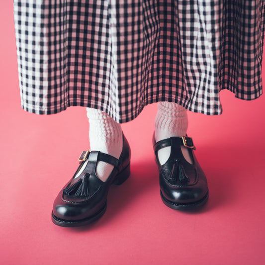 PC-5082 TASSEL T-STRAP SHOES BL