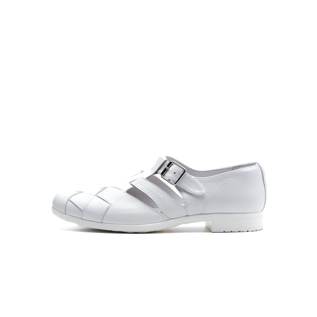 TR-029 WOVEN LEATHER STRAP SHOES WH