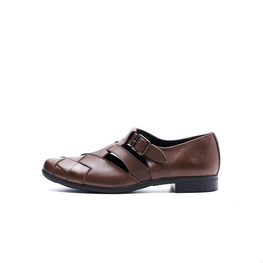 TR-029 WOVEN LEATHER STRAP SHOES DBR