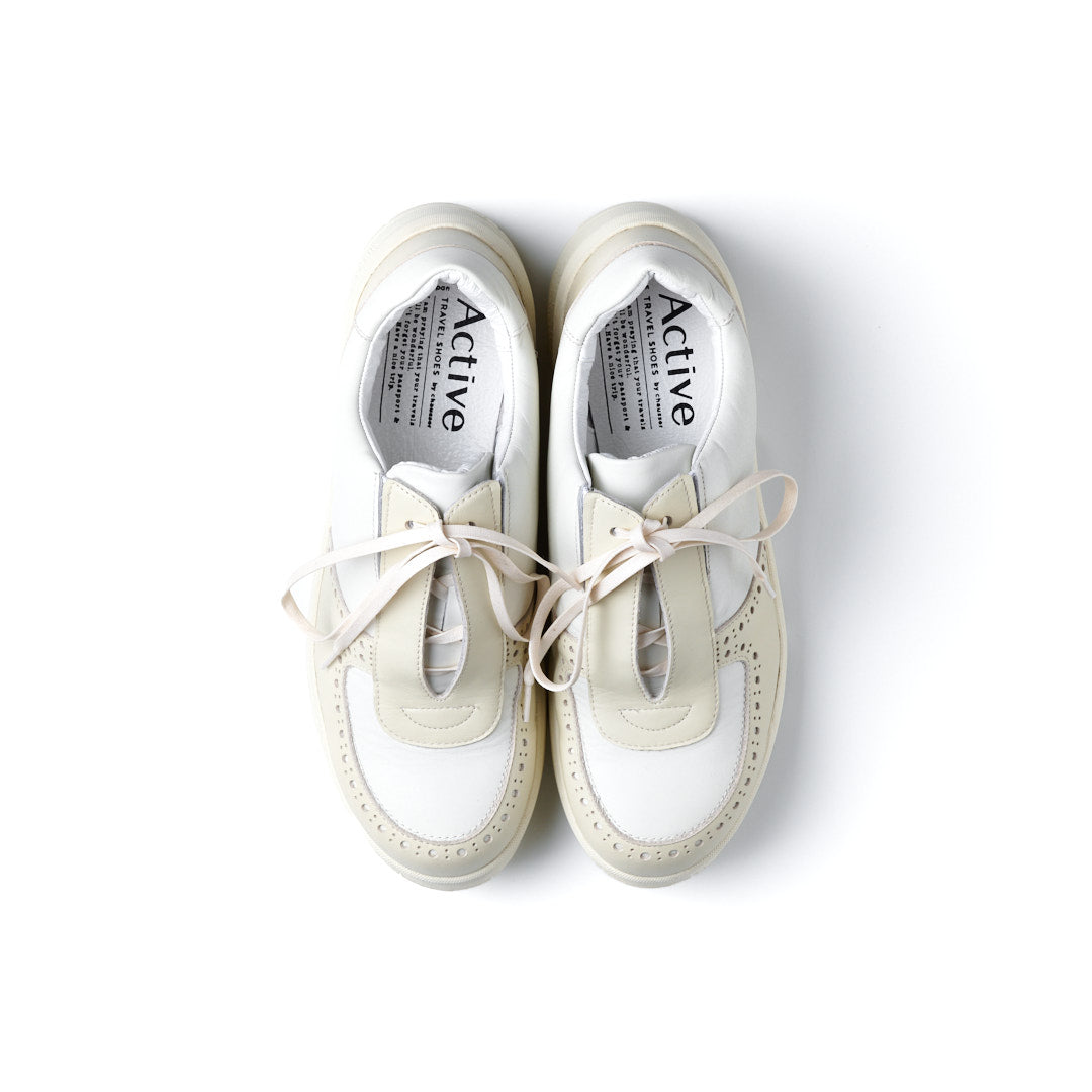 TRA-024 LEATHER SNEAKERS CRM/WHC