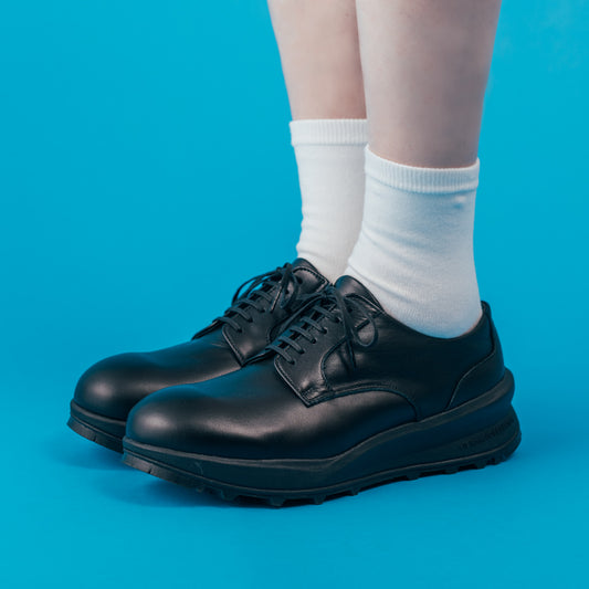 TRA-025　PLAIN TOE DERBY SHOES BL