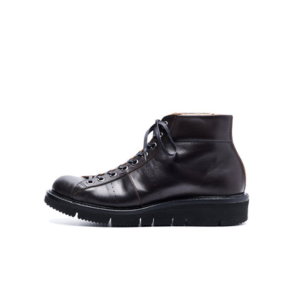 【10月中旬入荷予定】SU-113　LEATHER HIGH-CUT SNEAKERS BL