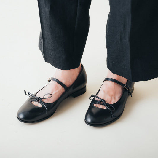 C-2369　RIBBON & STRAP FLAT SHOES BL