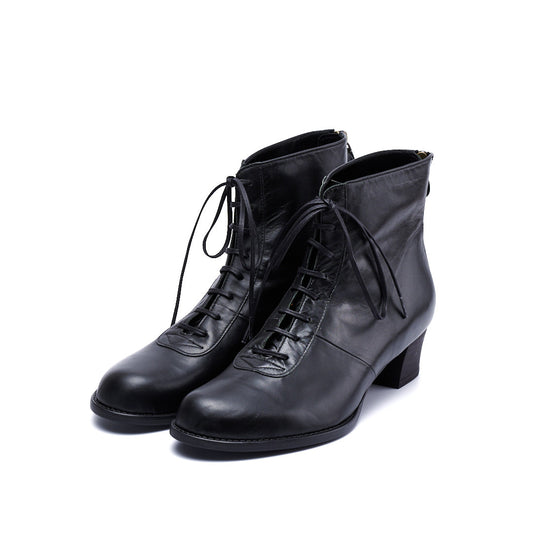 C-2344　BACK-ZIP LACE-UP HEEL BOOTS BL