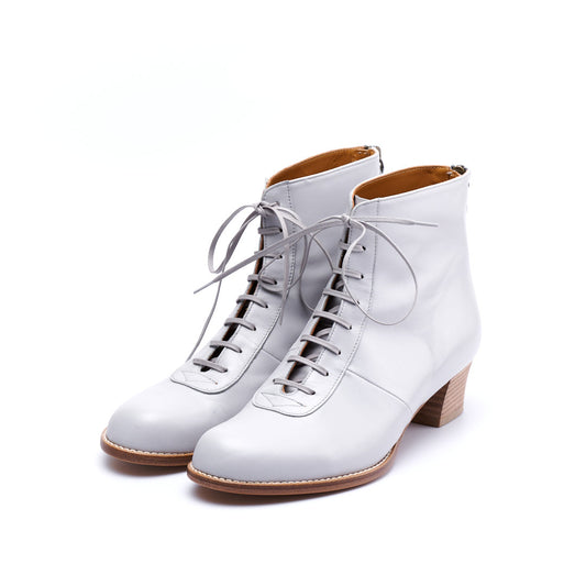 C-2344　BACK-ZIP LACE-UP HEEL BOOTS LGY