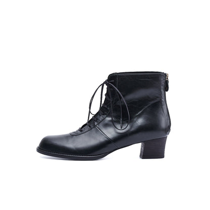 C-2344　BACK-ZIP LACE-UP HEEL BOOTS BL