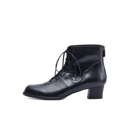 C-2344　BACK-ZIP LACE-UP HEEL BOOTS BL