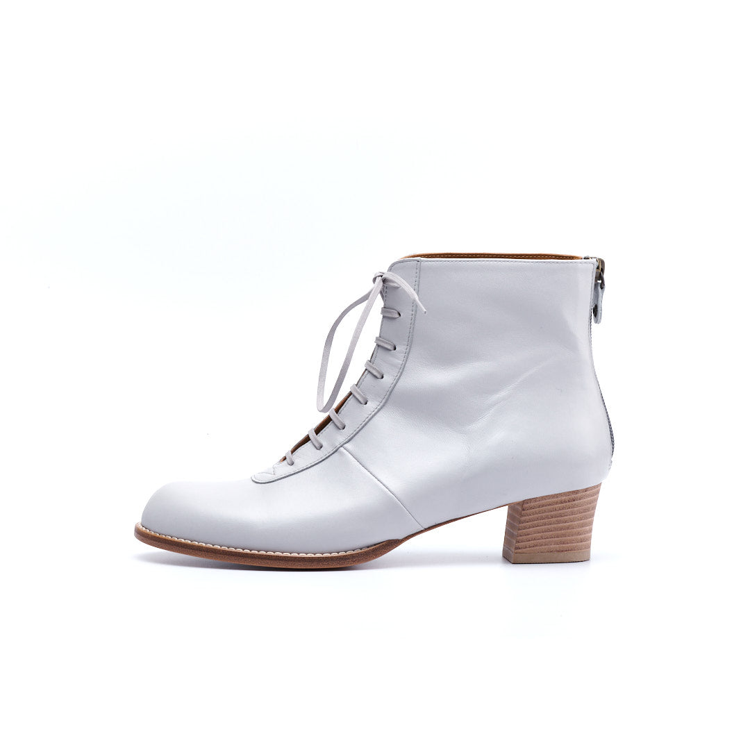 C-2344　BACK-ZIP LACE-UP HEEL BOOTS LGY