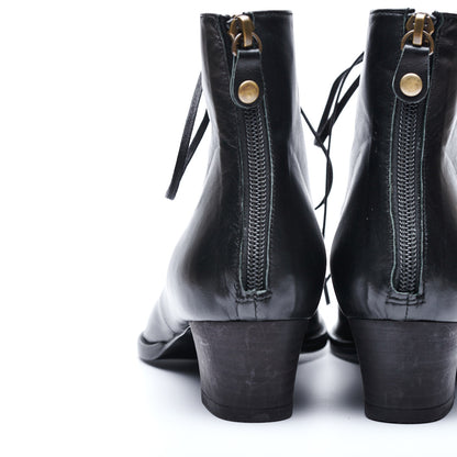 C-2344　BACK-ZIP LACE-UP HEEL BOOTS BL