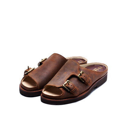 SU-105C CORDOVAN DOUBLE MONK SANDALS BGD