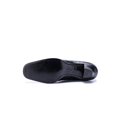 PC-5053TW　BUTTON HEEL BOOTS BL/WHTW