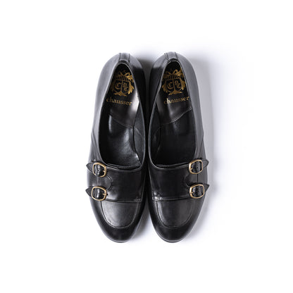C-2335　DOUBLE MONK SLIP-ON SHOES BL