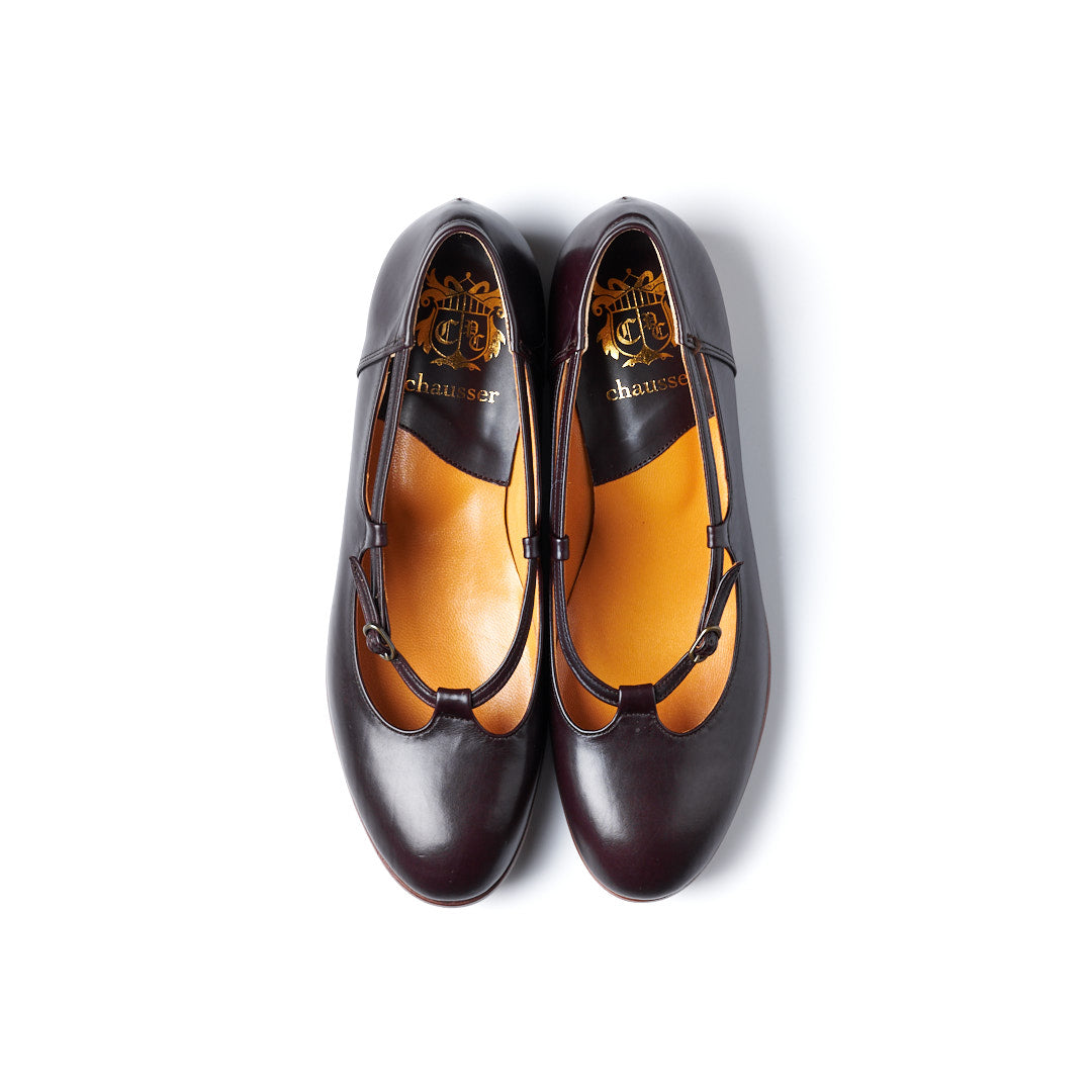 C-2350 OPEN VAMP FLAT SHOES DBR