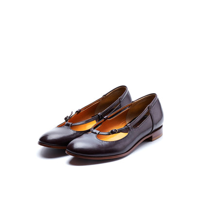 C-2350 OPEN VAMP FLAT SHOES DBR