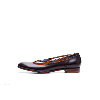 C-2350 OPEN VAMP FLAT SHOES DBR