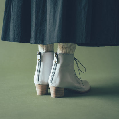 C-2344　BACK-ZIP LACE-UP HEEL BOOTS LGY