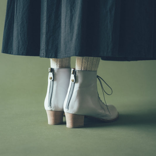 C-2344　BACK-ZIP LACE-UP HEEL BOOTS LGY