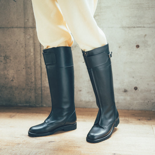 C-2348　FRONT-ZIP LONG BOOTS BL