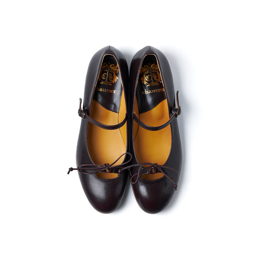 C-2369　RIBBON & STRAP FLAT SHOES DBR