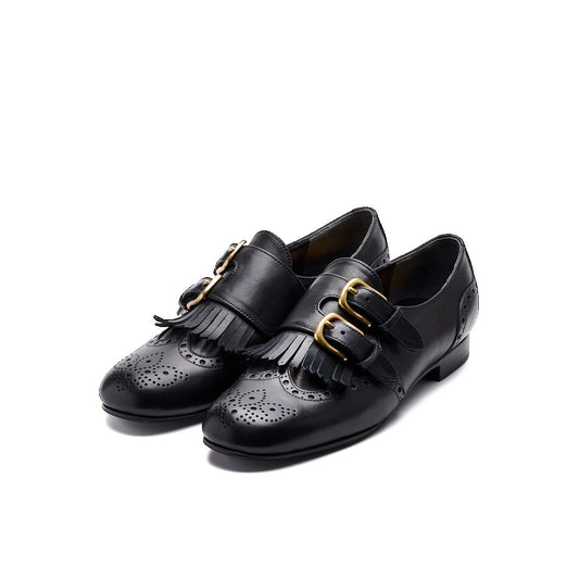 C-2370　DOUBLE MONK WINGTIP SHOES BL