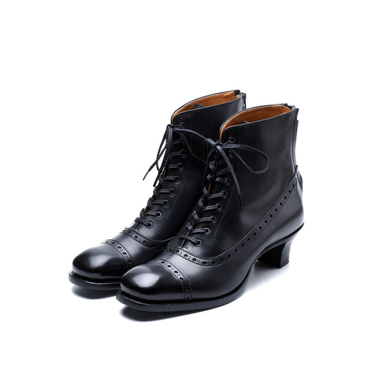 PC-5080　BACK-ZIP LACE-UP HEEL BOOTS BL