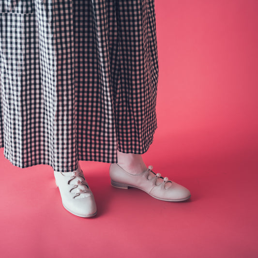 C-2364　CHINA BUTTON FLAT SHOES WH