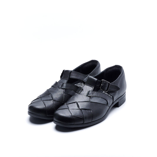 TR-029　WOVEN LEATHER STRAP SHOES BL