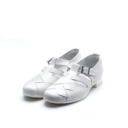 TR-029　WOVEN LEATHER STRAP SHOES WH