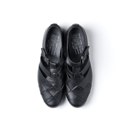 TR-029　WOVEN LEATHER STRAP SHOES BL