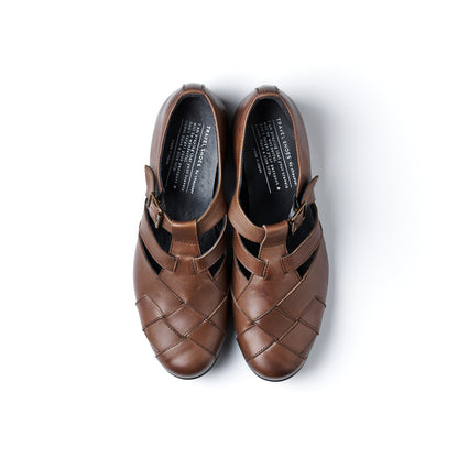 TR-029　WOVEN LEATHER STRAP SHOES DBR