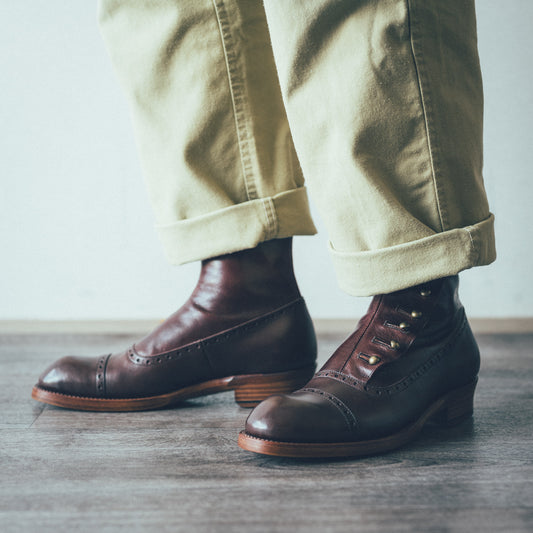 C-7039　BUTTON BOOTS DBR/C