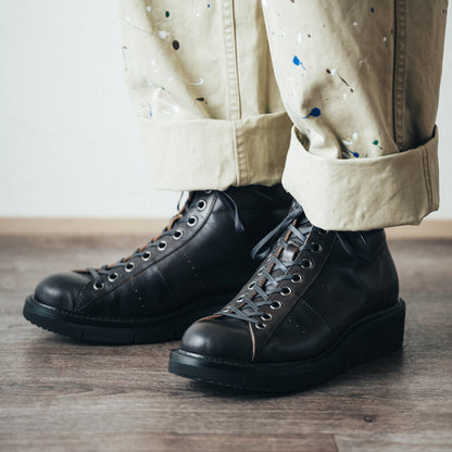 【10月中旬入荷予定】SU-113　LEATHER HIGH-CUT SNEAKERS BL