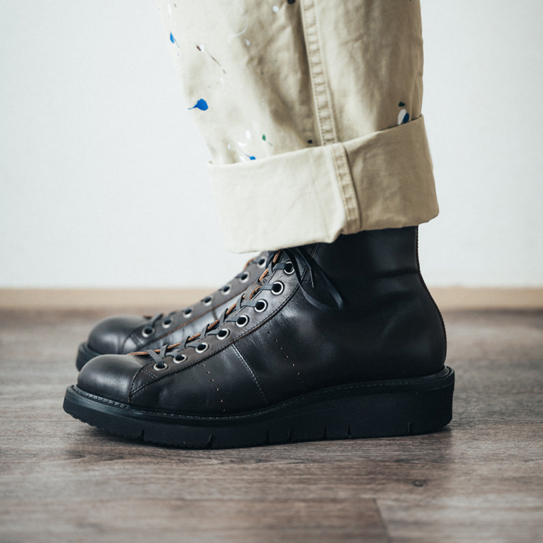 【10月中旬入荷予定】SU-113　LEATHER HIGH-CUT SNEAKERS BL