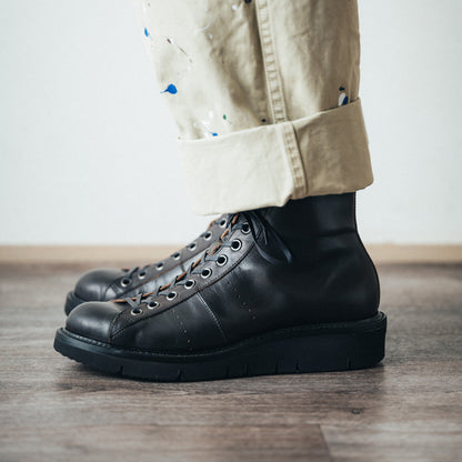 【10月中旬入荷予定】SU-113　LEATHER HIGH-CUT SNEAKERS BL