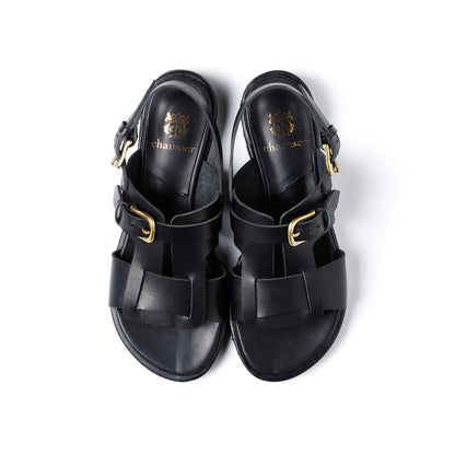C-2350 OPEN VAMP FLAT SHOES BL