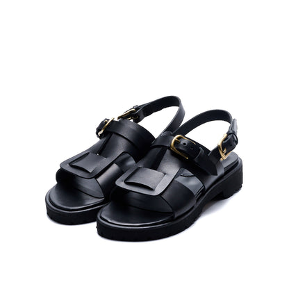 C-2350 OPEN VAMP FLAT SHOES BL